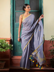Soft & Light. Handwoven Bengal Cotton Saree - Ashleaf