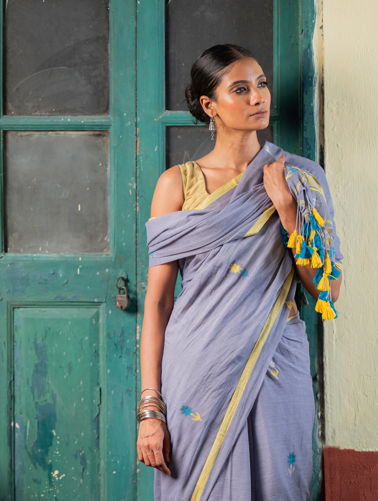 Soft & Light. Handwoven Bengal Cotton Saree - Ashleaf