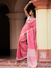 Load image into Gallery viewer, Soft &amp; Light. Handwoven Bengal Cotton Saree - Gulabsi