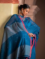 Soft & Light. Handwoven Bengal Cotton Saree - Inkrose