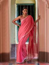 Load image into Gallery viewer, Soft &amp; Light. Handwoven Bengal Cotton Saree - Pink Elegance