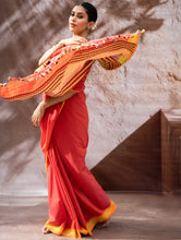 Load image into Gallery viewer, Striking Elegance. Exclusive Handwoven North-East Cotton Saree - Coral Reverie