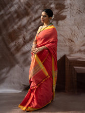 Load image into Gallery viewer, Striking Elegance. Exclusive Handwoven North-East Cotton Saree - Flamingo