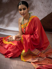 Load image into Gallery viewer, Striking Elegance. Exclusive Handwoven North-East Cotton Saree - Flamingo