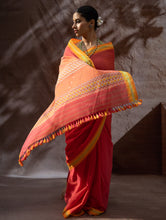 Load image into Gallery viewer, Striking Elegance. Exclusive Handwoven North-East Cotton Saree - Flamingo
