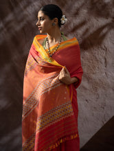 Load image into Gallery viewer, Striking Elegance. Exclusive Handwoven North-East Cotton Saree - Flamingo