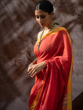 Load image into Gallery viewer, Striking Elegance. Exclusive Handwoven North-East Cotton Saree - Flamingo