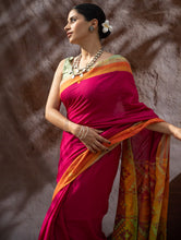 Load image into Gallery viewer, Striking Elegance. Exclusive Handwoven North-East Cotton Saree - Fuchsia Tapestry