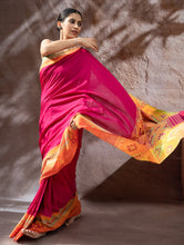 Load image into Gallery viewer, Striking Elegance. Exclusive Handwoven North-East Cotton Saree - Fuchsia Tapestry