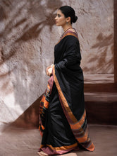 Load image into Gallery viewer, Striking Elegance. Exclusive Handwoven North-East Cotton Saree - Noir Blooms