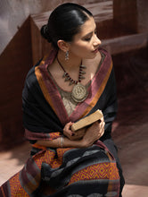 Load image into Gallery viewer, Striking Elegance. Exclusive Handwoven North-East Cotton Saree - Noir Blooms