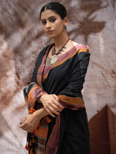 Load image into Gallery viewer, Striking Elegance. Exclusive Handwoven North-East Cotton Saree - Noir Blooms