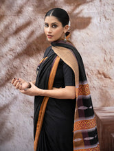 Load image into Gallery viewer, Striking Elegance. Exclusive Handwoven North-East Cotton Saree - Noir Prism