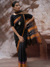 Load image into Gallery viewer, Striking Elegance. Exclusive Handwoven North-East Cotton Saree - Noir Prism