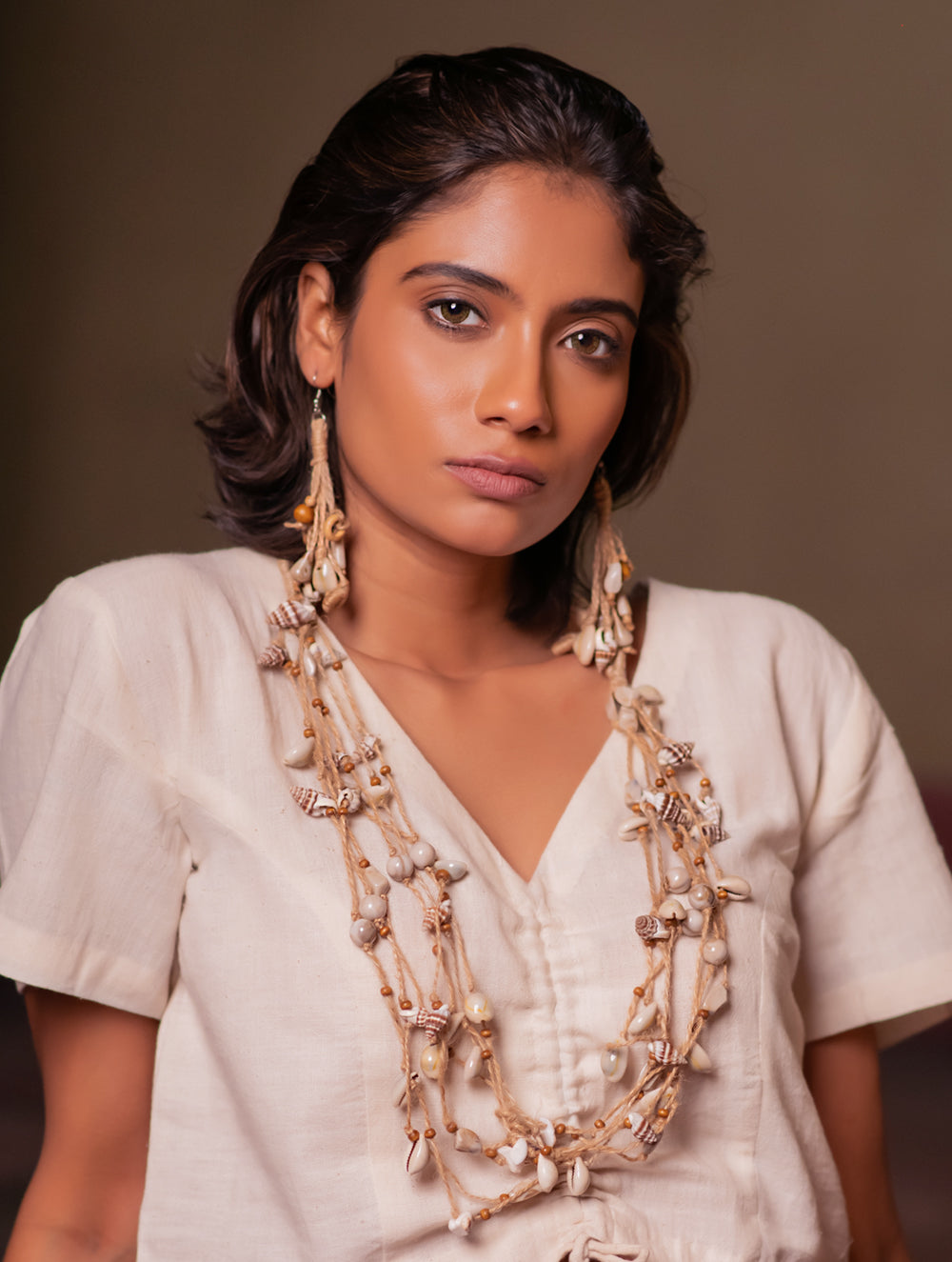 Load image into Gallery viewer, Summer Breeze Jute Earrings &amp; Necklace