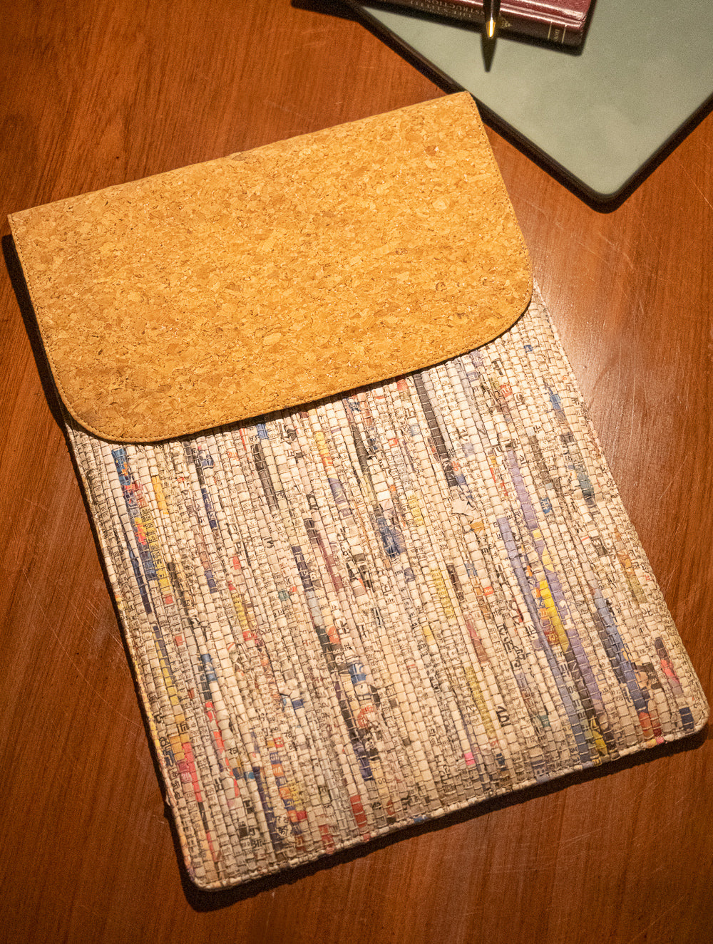 Sustainable & Handcrafted. Durable Newspaper & Cork Laptop Sleeve