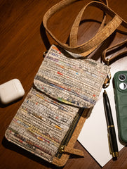 Sustainable & Handcrafted. Durable Newspaper & Cork Mobile Pouch