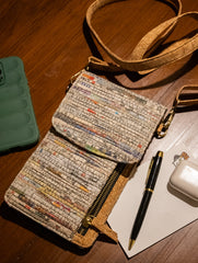 Sustainable & Handcrafted. Durable Newspaper & Cork Mobile Pouch