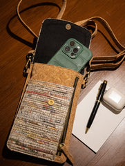 Sustainable & Handcrafted. Durable Newspaper & Cork Mobile Pouch