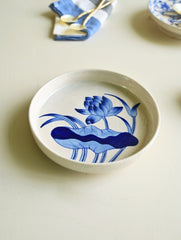 Jaipur Blue Pottery Servingware - Lotus Bloom Serving Plate 
