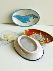 Jaipur Blue Pottery Servingware - Beetle and Whale Trio Platters (Set of 3)