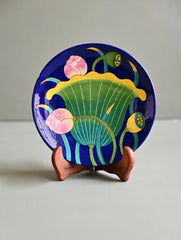 Pichwai Inspired Jaipur Blue Pottery Decorative Plate - Lotus Bulb