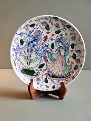 Pichwai Inspired Jaipur Blue Pottery Decorative Plate - Radha Krishna