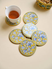 Jaipur Blue Pottery Coaster Set - Floral Vine (Set of 6)