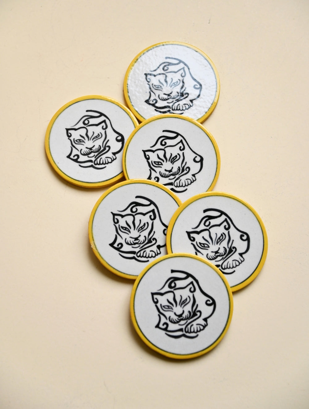 Jaipur Blue Pottery Coaster Set - Tiger Strikes (Set of 6)