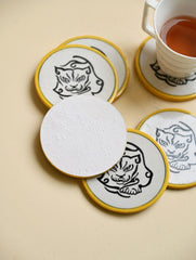 Jaipur Blue Pottery Coaster Set - Tiger Strikes (Set of 6)