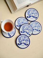 Jaipur Blue Pottery Coaster Set - Royal Turban (Set of 6)