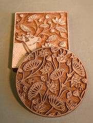 Exclusive Pichwai Carved Collectibles : Fine Hand Engraved Wooden Trivets / Coasters - Van Kamal Ensemble (Set of 2) 