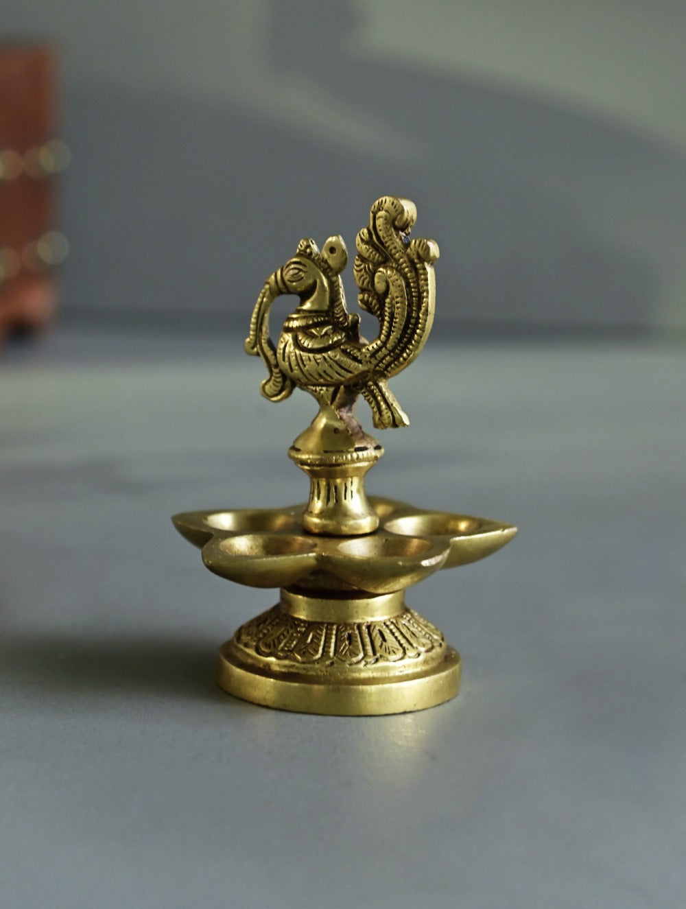 Brass Moulded Ornate Lamp - Panchamukhi Diya