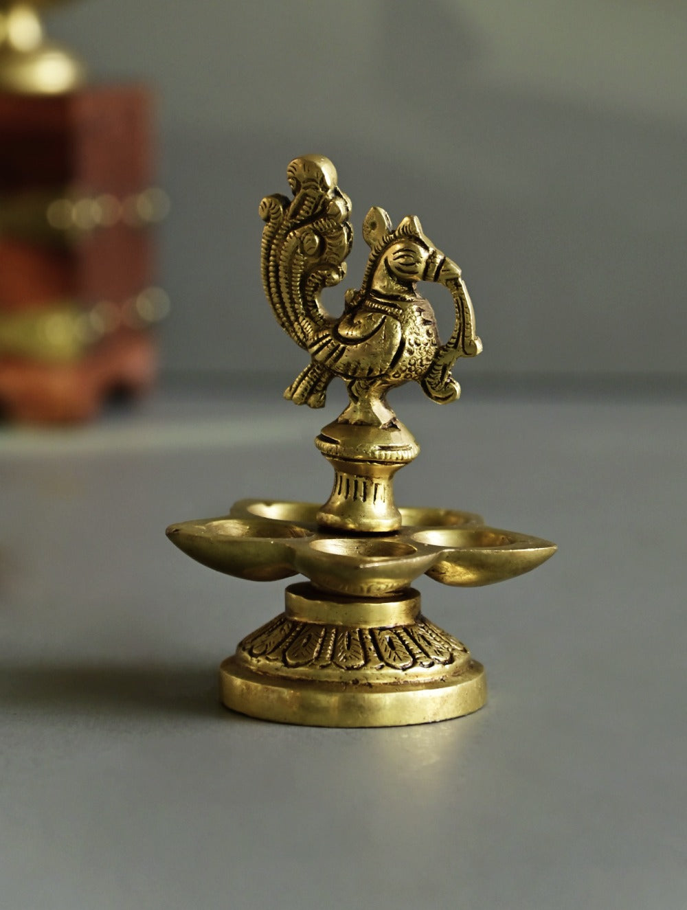 Brass Moulded Ornate Lamp - Panchamukhi Diya