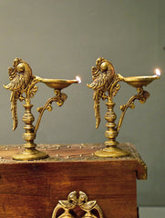Brass Moulded Ornate Lamp - Mayura Vilas (Set of 2)