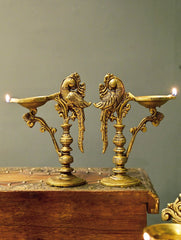 Brass Moulded Ornate Lamp - Mayura Vilas (Set of 2)