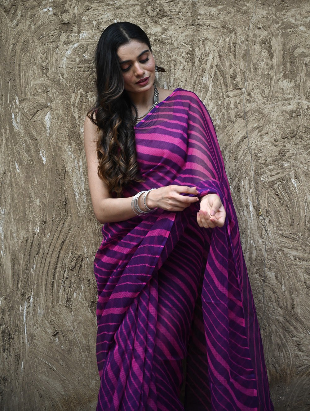 The Rang Tarang Collection : Hand Dyed Leheriya Kota Cotton Saree - Rajkumari Rani