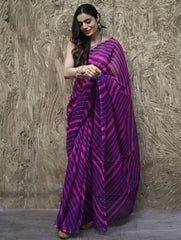 The Rang Tarang Collection : Hand Dyed Leheriya Kota Cotton Saree - Rajkumari Rani