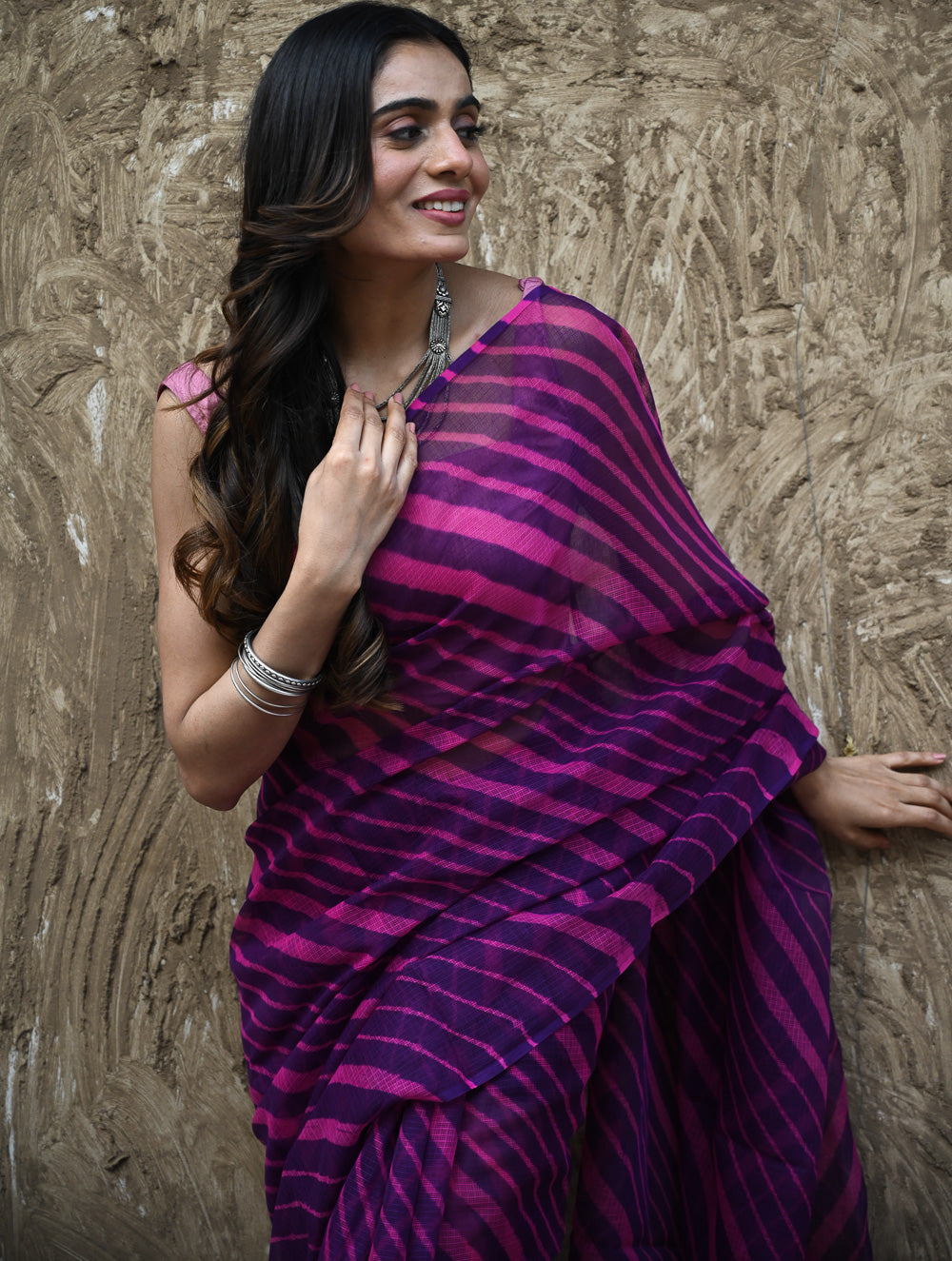 The Rang Tarang Collection : Hand Dyed Leheriya Kota Cotton Saree - Rajkumari Rani