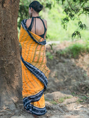 Sambalpuri Handwoven Ikat Soft Cotton Saree - Kanak Tarang