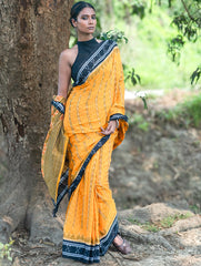 Sambalpuri Handwoven Ikat Soft Cotton Saree - Kanak Tarang