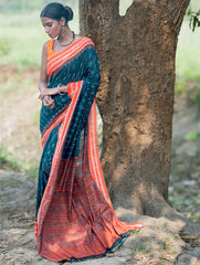 Sambalpuri Handwoven Ikat Soft Cotton Saree - Aranya Van