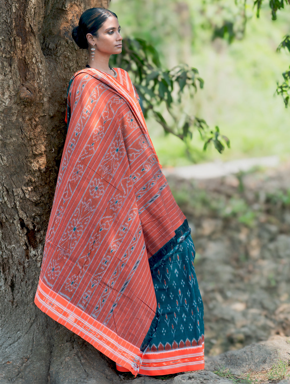 Sambalpuri Handwoven Ikat Soft Cotton Saree - Aranya Van
