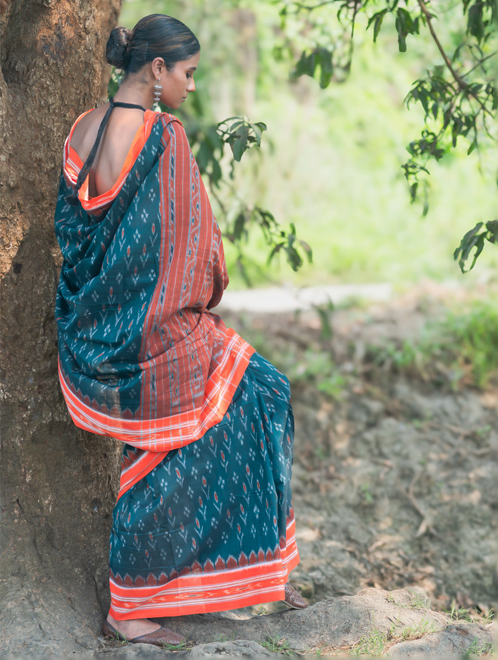 Sambalpuri Handwoven Ikat Soft Cotton Saree - Aranya Van