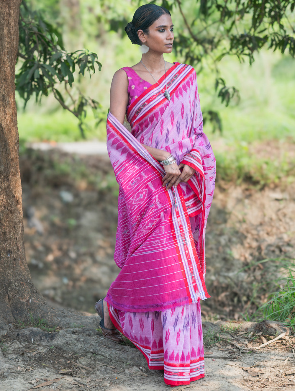 Sambalpuri Handwoven Ikat Soft Cotton Saree - Gul Bhag
