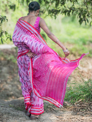 Sambalpuri Handwoven Ikat Soft Cotton Saree - Gul Bhag