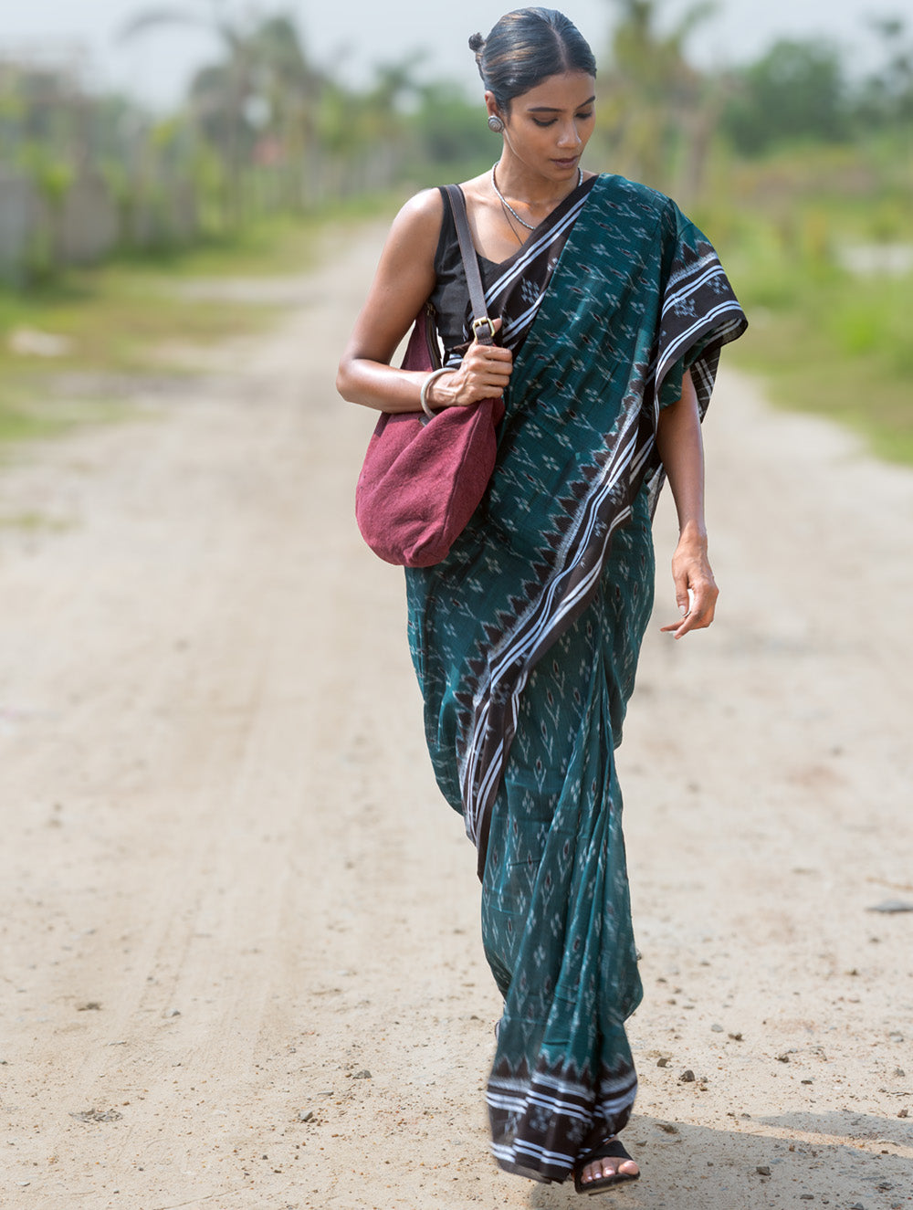 Sambalpuri Handwoven Ikat Soft Cotton Saree - Harit Tarang