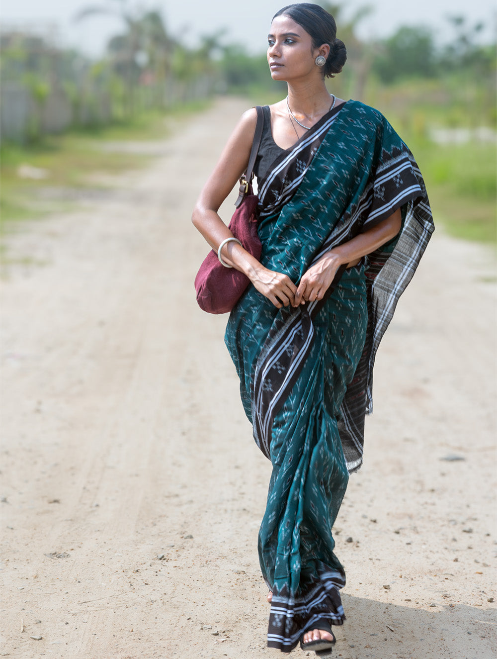 Sambalpuri Handwoven Ikat Soft Cotton Saree - Harit Tarang