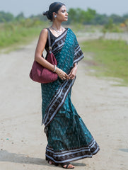 Sambalpuri Handwoven Ikat Soft Cotton Saree - Harit Tarang