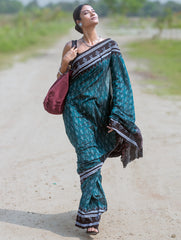 Sambalpuri Handwoven Ikat Soft Cotton Saree - Harit Tarang